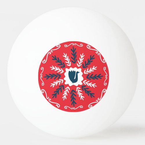 Folk Doodle Art Christmas Tile Ping Pong Ball