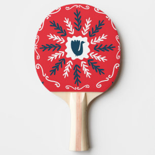 Folk Doodle Art Christmas Tile Ping Pong Paddle