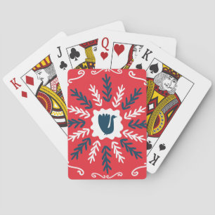 Folk Doodle Art Christmas Tile Poker Cards