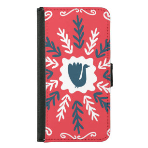 Folk Doodle Art Christmas Tile Samsung Galaxy S5 Wallet Case