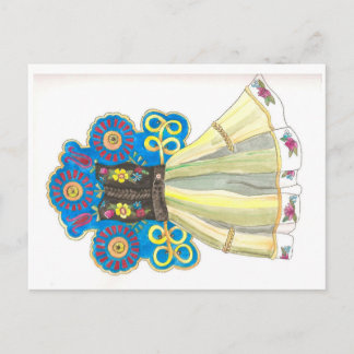Folk Dress Traditional Polish Costume Watercolor Postcard