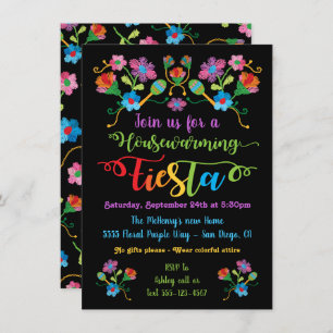 Folk Embroidery Mexican Fiesta Housewarming party Invitation