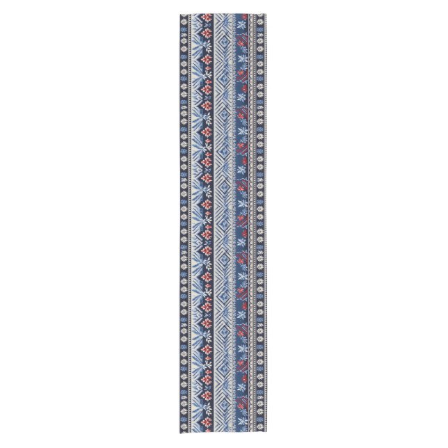 Folk Embroidery Stripe Pattern Short Table Runner (Front)