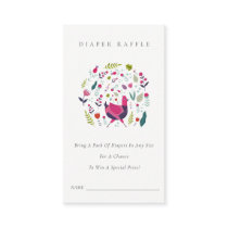 Folk Farm Floral Birdie Diaper Raffle Baby Shower Enclosure Card