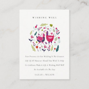 Folk Farm Floral Love Birds Wedding Wishing Well Enclosure Card