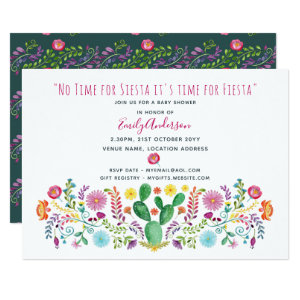 Folk Fiesta Baby Shower Invite Watercolor Cacti