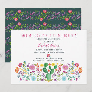 Folk Fiesta Baby Shower Invite Watercolor Cacti