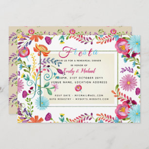 Folk Fiesta Rehearsal Dinner Invitation Watercolor