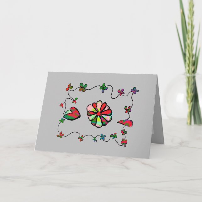 Folk Floral Art  Card (Front)
