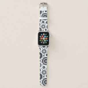 Folk Floral Black and White Flowers Boho Chic Apple Watch Band