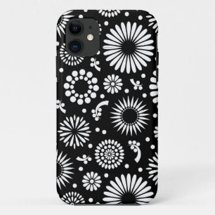 Folk Floral Black and White Sunflower Boho Chic iPhone 11 Case