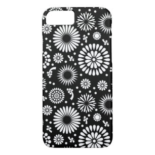 Folk Floral Black and White Sunflower Boho Chic iPhone 8/7 Case