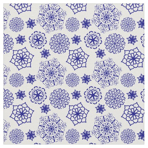 Folk floral blue patten fabric