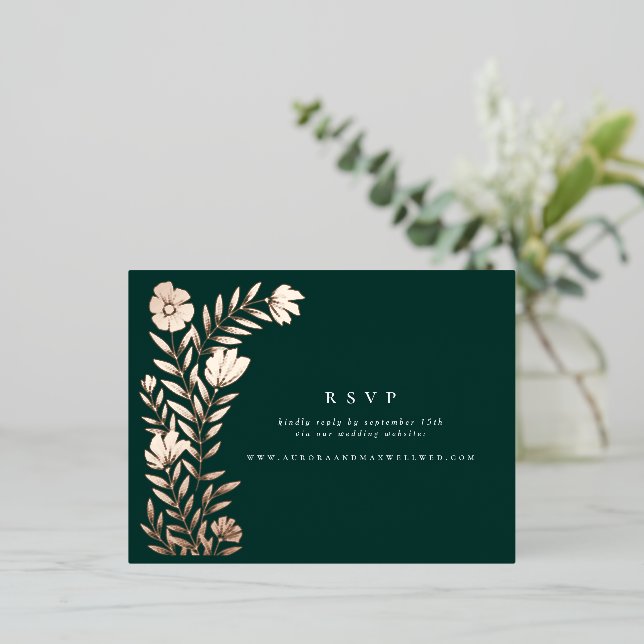 Folk Floral Botanical Frame online rsvp encl. card (Standing Front)