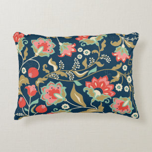 Folk Floral Colorful: Hand Drawn Seamless Accent Pillow