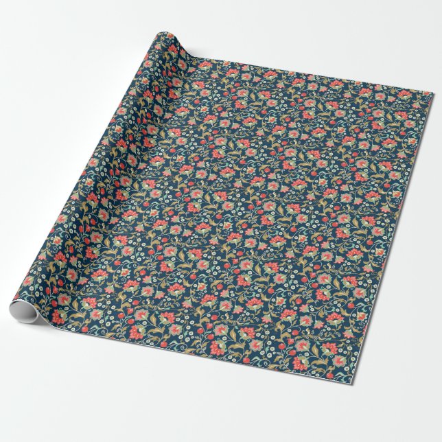 Folk Floral Colorful: Hand Drawn Seamless Wrapping Paper (Unrolled)