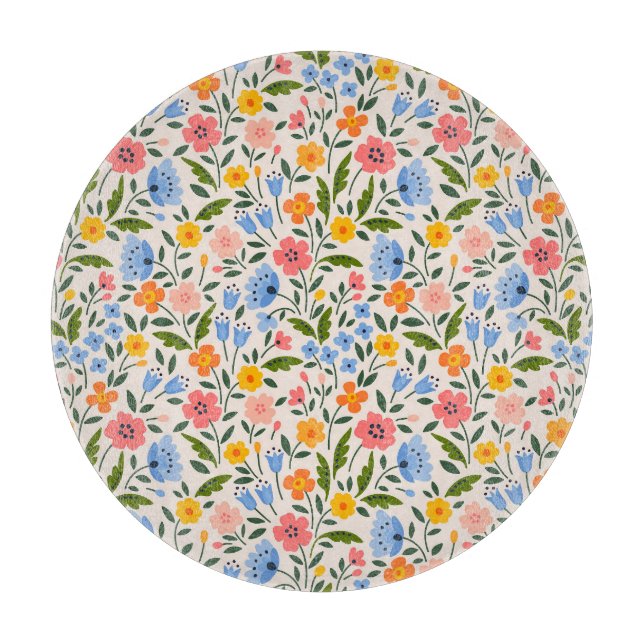 Folk Floral: Colorful Small Patterns Cutting Board (Front)