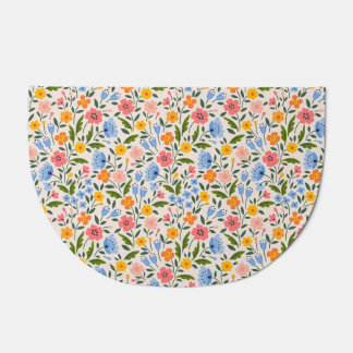 Folk Floral: Colorful Small Patterns Doormat