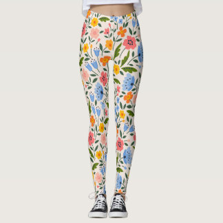 Folk Floral: Colorful Small Patterns Leggings
