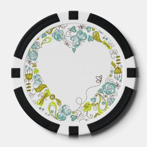 Folk Floral Heart Poker Chips