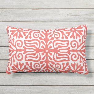 Folk Floral, Old Coral Lumbar Pillow
