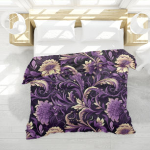 Folk Floral Purple Pattern Bedding Duvet Cover