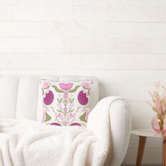 Folk Floral Throw – Pink & Burgundy Botanic. Pillow