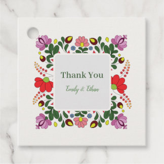 Folk Floral Wedding Custom Design Favor Tags