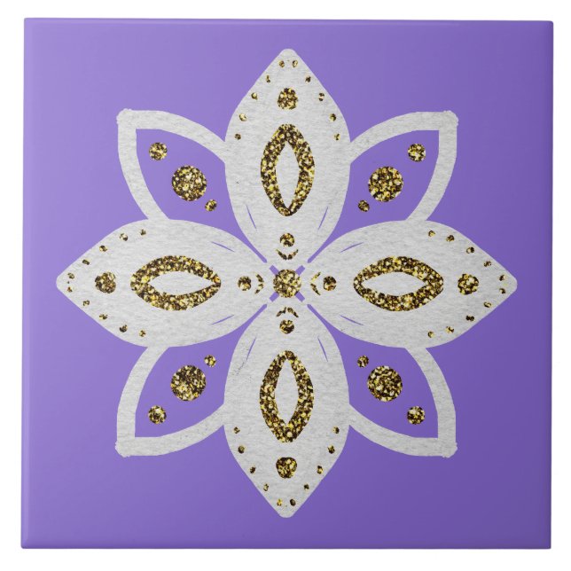 folk flower 1  ceramic tile (Front)