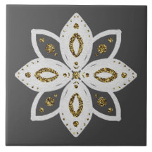folk flower 1 gray and white