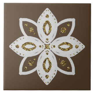 folk flower 1 lite brown and white ceramic tile