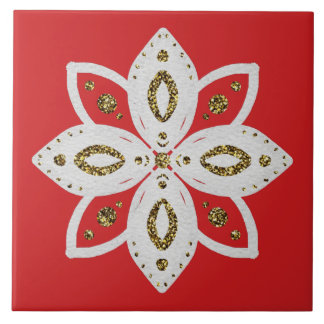 folk flower 1 lite red and white ceramic tile