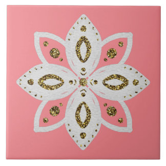 folk flower 1 litepeach and white ceramic tile
