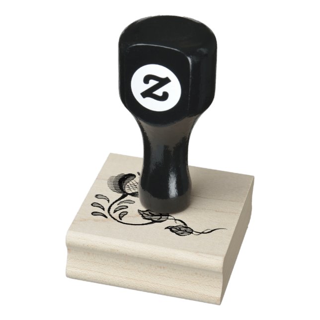 Folk flower, floral, folk art, delft rubber stamp (Stamp)