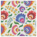 🌻🌷🌼Folk flowers 2020 on white, custom tile size Fabric