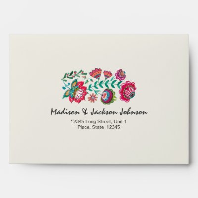 Folk Flowers | Custom Address | Wedding Envelope