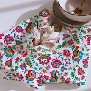 Folk Flowers Floral all-over print Cloth Napkin