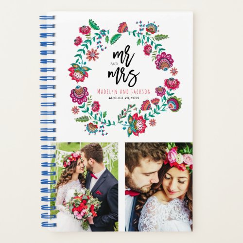 Folk Flowers floral Wedding Notebook