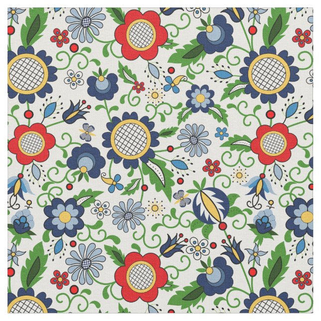 Folk Flowers -  folkart from Kashuby Fabric (Close Up)