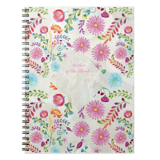Folk Flowers Mother of Bride Gift- Customizable Notebook (Front)