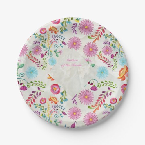 Folk Flowers Mother of Bride Gift_ Customizable Paper Plates