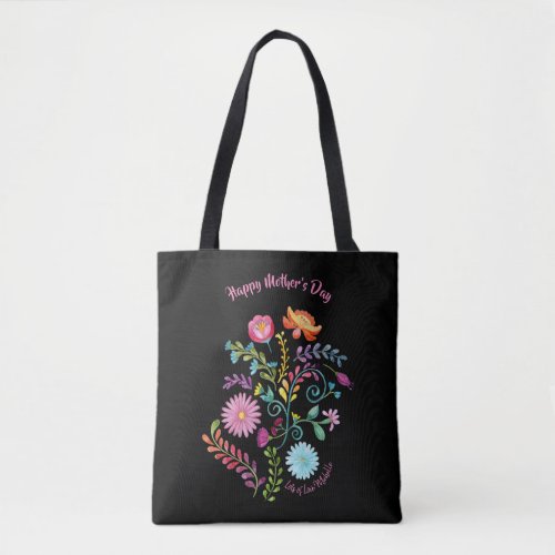 Folk Flowers Mothers Day Tote _ Watercolor Named