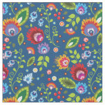 🌺🌹🌷Folk flowers on classic blue fabric