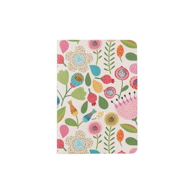 Folk Flowers Passport Protector Holder (Front)