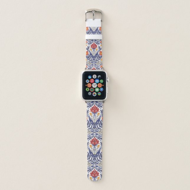 Folk flowers pattern   apple watch band (Front)