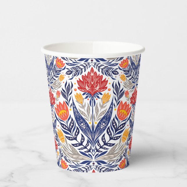 Folk flowers pattern   paper cups (Left)
