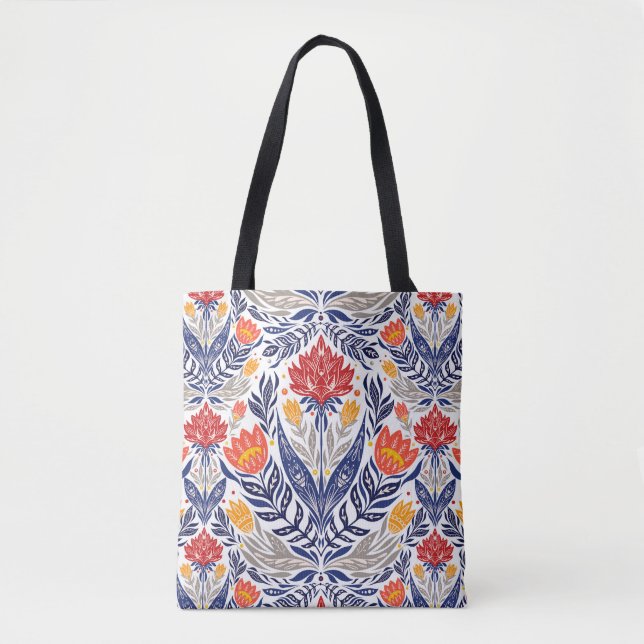 Folk flowers pattern   tote bag (Front)