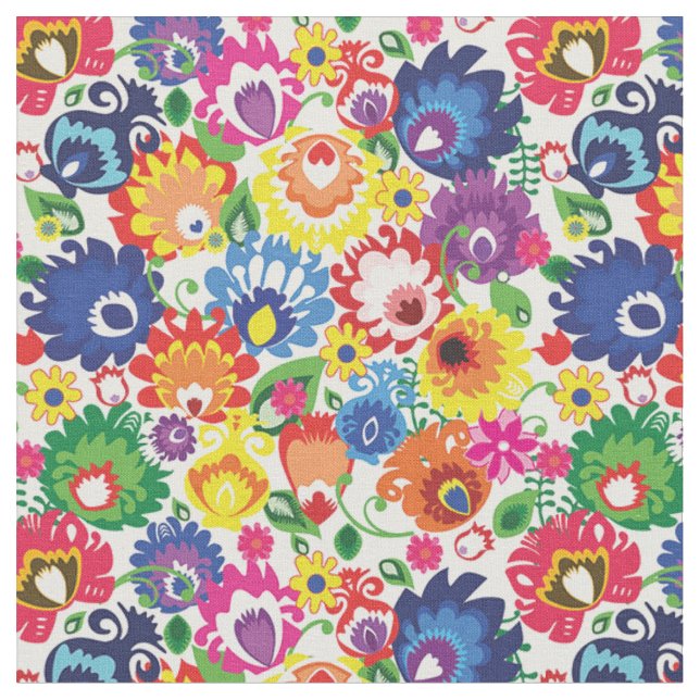 Folk Flowers - spring is in the air! Fabric (Close Up)