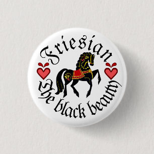 Folk Friesian/Friesian red gold black stallion Button