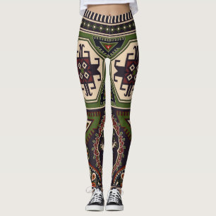 Folk geometric: colorful ethnic wallpaper. leggings